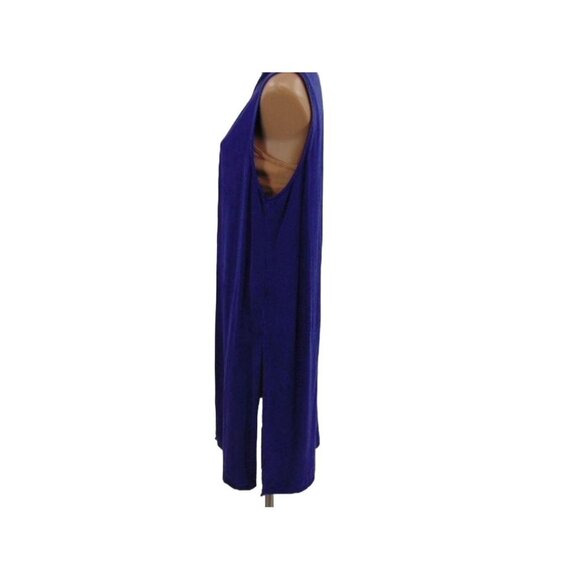 Tianello Purple Sleeveless Long Duster XS Tencel Rayon USA Made Button Front - Picture 4 of 9